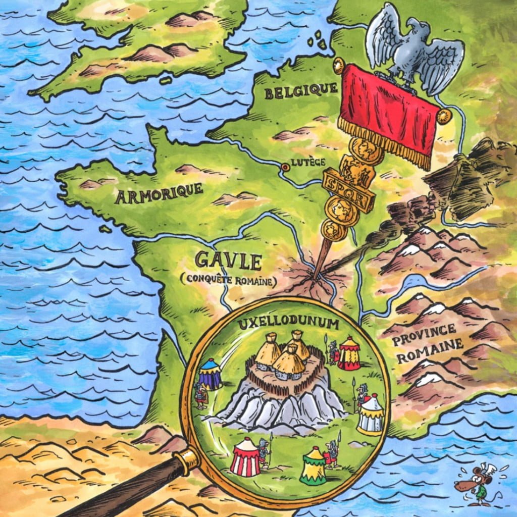 Mise en situation d'Uxellodunum sur la carte des Gaules