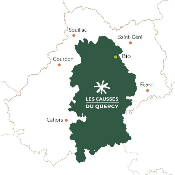 Carte du Parc Naturel Régional des Causses du Quercy