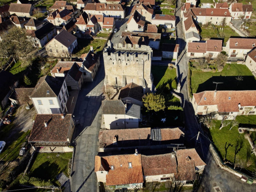 Vue aérienne de la bastide de Rudelle