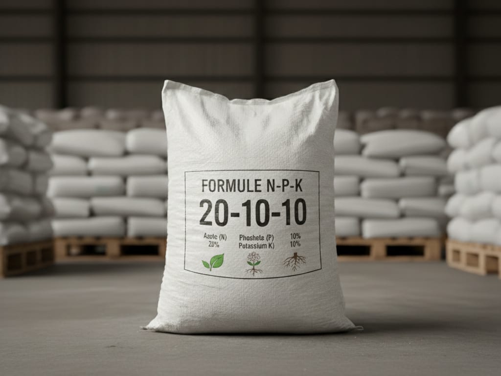 Un sac d'engrais avec sa formule NPK