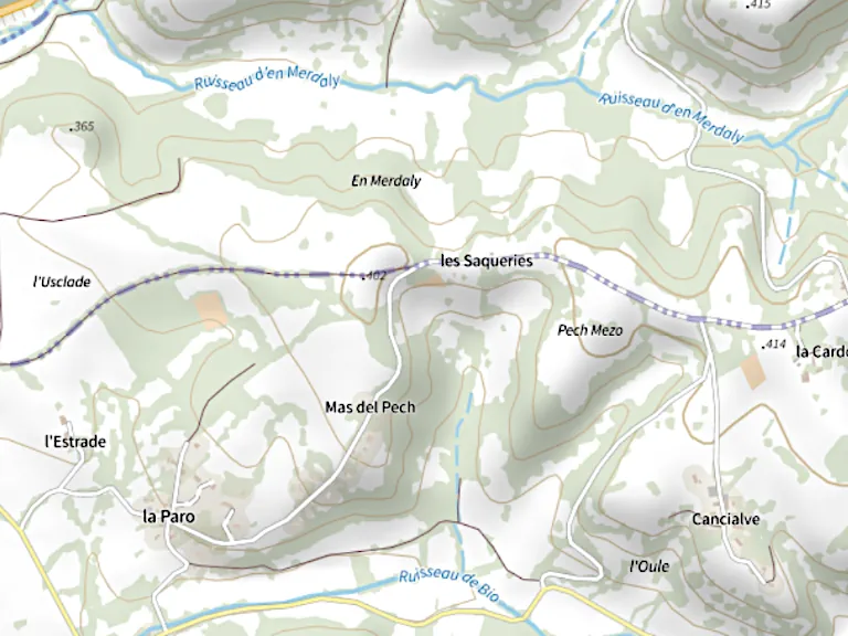 Carte IGN autour du Mas del Pech